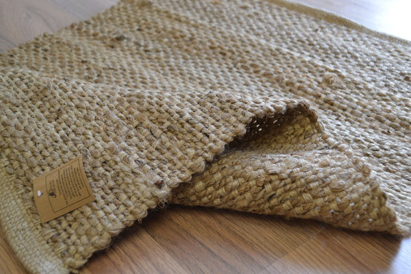 Natural Jute Rug Runner Handmade Knotted Dhurrie - DesignsEmporium