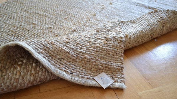 Natural Jute Rug Runner Handmade Knotted Dhurrie -Rug