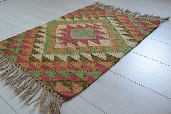Afghan Kilim Rug Runner Jute Wool Cotton Style 2x3' 2x6' 2x9' - DesignsEmporium