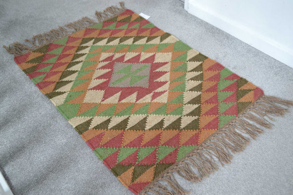 Afghan Kilim Rug Runner Jute Wool Cotton Style 2x3' 2x6' 2x9' - DesignsEmporium