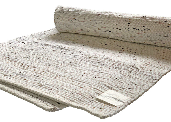 White Rug Chindi Rag Handmade Recycled Cotton - DesignsEmporium
