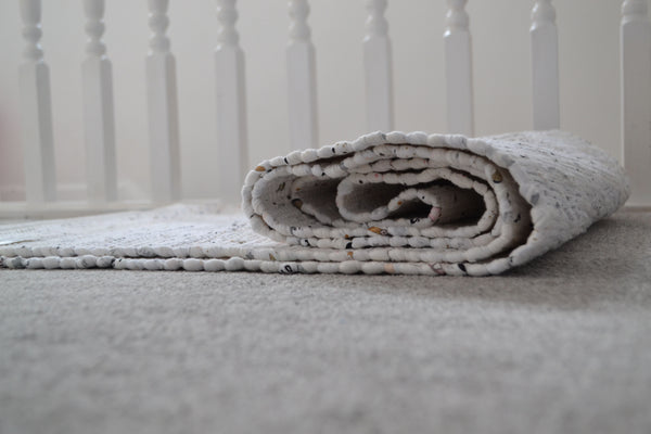 White Rug Chindi Rag Handmade Recycled Cotton - DesignsEmporium
