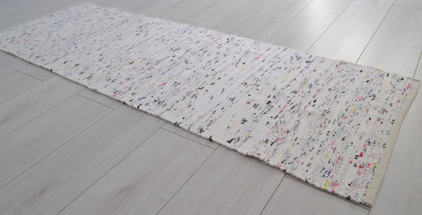 White Rug Chindi Rag Handmade Recycled Cotton - DesignsEmporium