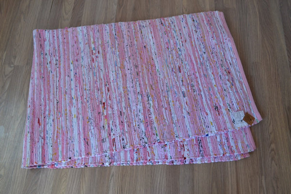 Large Chindi Pink Rug Handmade Recycled Cotton