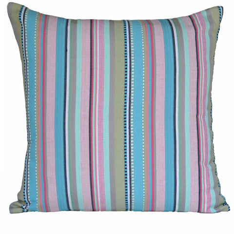 Paradise Rainbow Blue Pink Cushion Covers Colourful Woven Stripes Many Sizes - DesignsEmporium